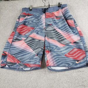 Nike Shorts Mens Large Multicolor Swim Board Abstract Print Drawstring Polyester